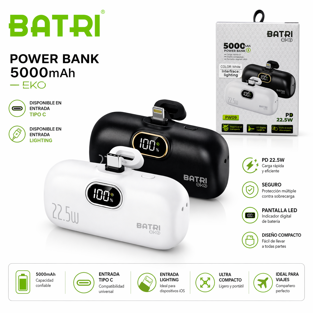 🔋✨ MINI POWER BANK DE 5000 mAh ✨🔋