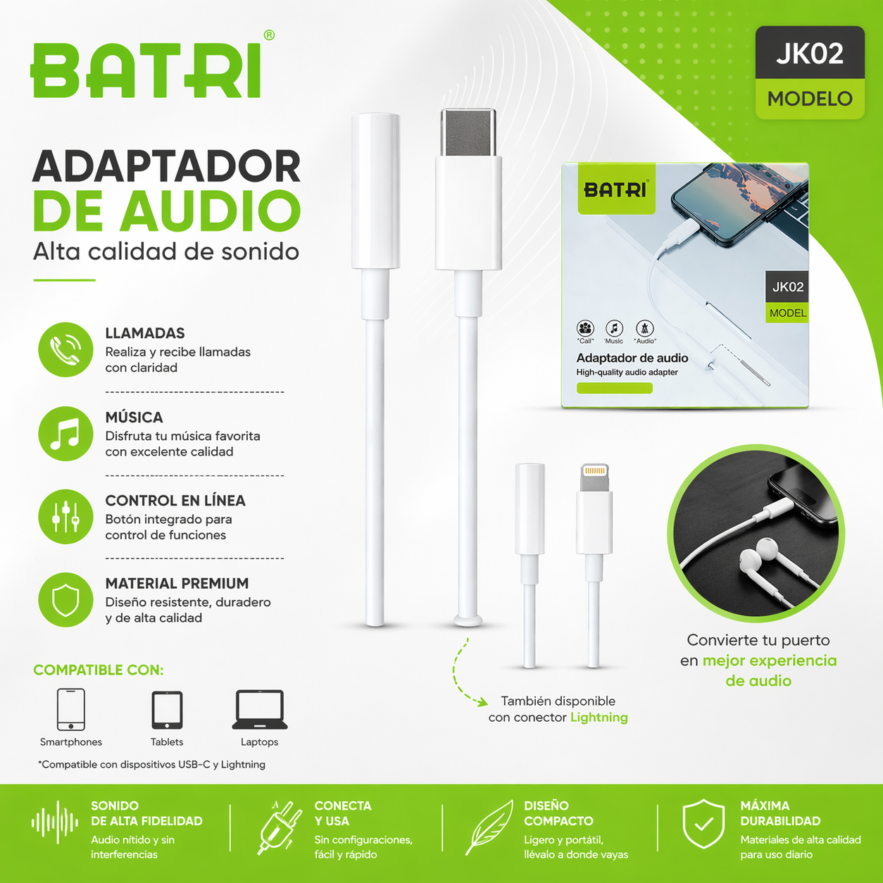 ADAPTADOR DE AUDIO (DIRECTO) 🎧🔌
