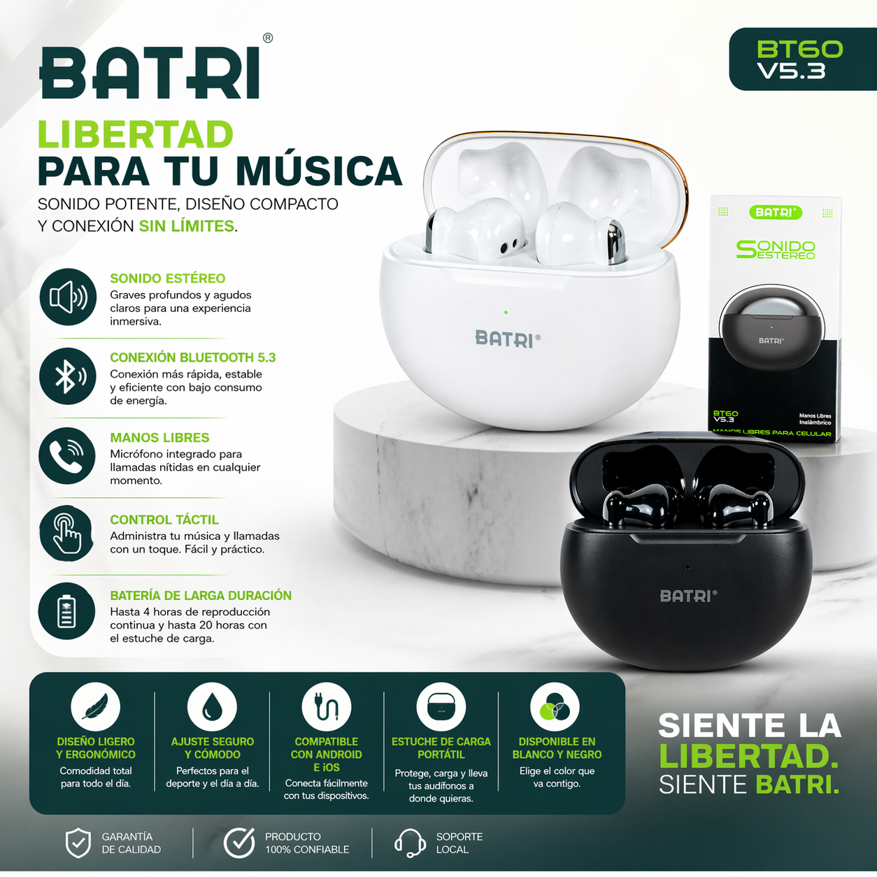 🎧 Manos libres inalámbricos tipo AirPods ✨