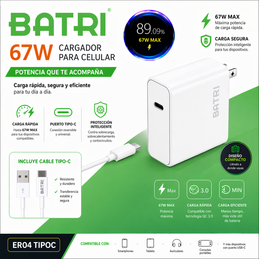 CARGADOR GaN 67W ⚡🔋