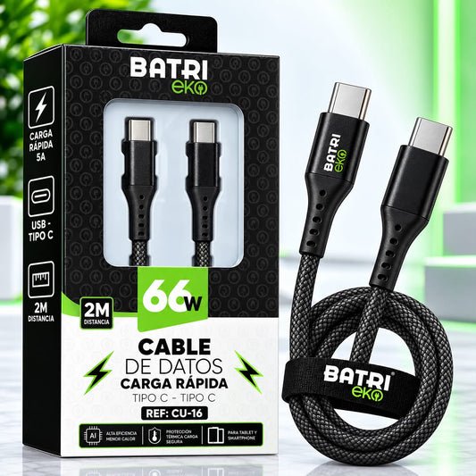 CABLE DE DATOS CARGA RAPIDA DE 2M TIPO C-TIPO C