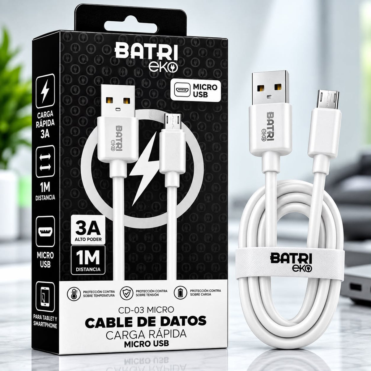 CABLE DE DATOS CARGA RAPIDA USB A MICRO